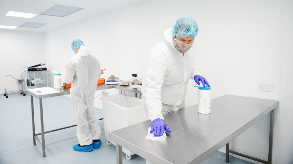 Photo of Cleanroom surfaces being cleaned