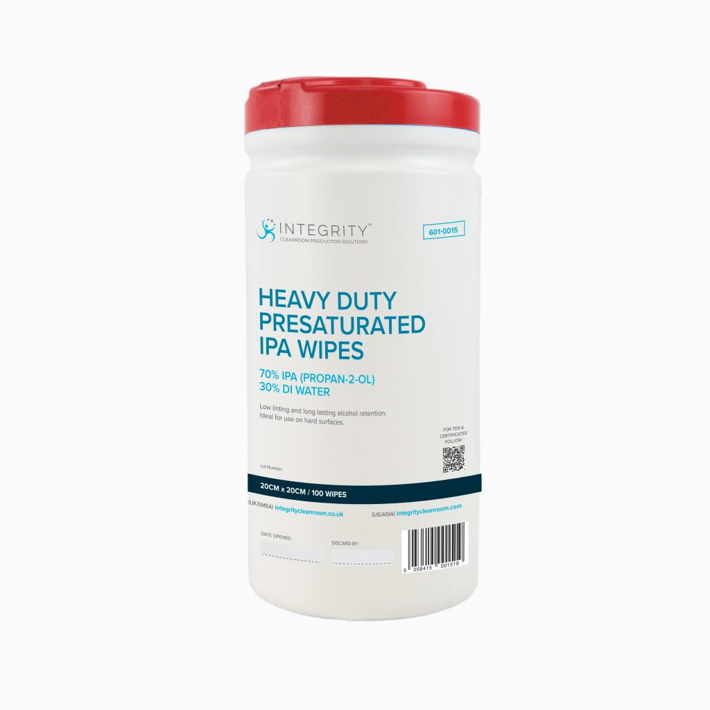 601-0015 Integrity Heavy duty IPA wipes (red lid)