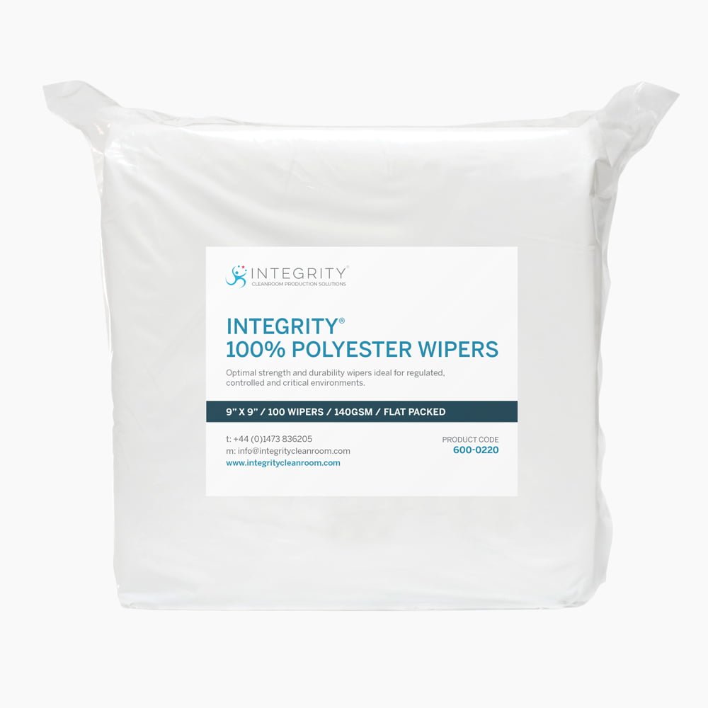 600-0220 INTEGRITY 100 Polyester 140GSM Wipes - Pack cleanroom polyester wiper
